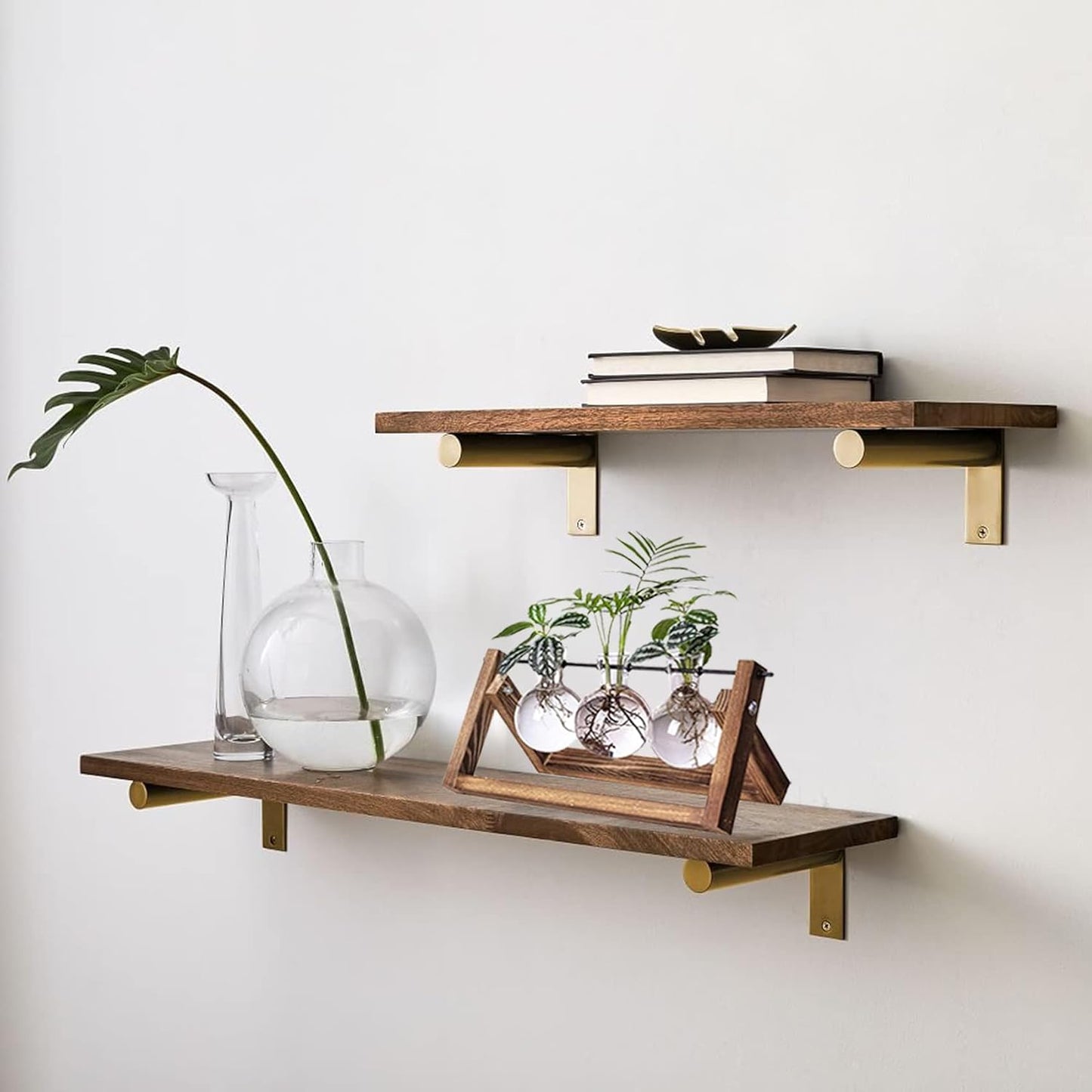 Plant Terrarium Propagation Station - 3 Glass Bulb Vases with Retro Wooden Stand Boho Desktop Planter for Hydroponics Home Garden Indoor Home Office Decor Unique Gifts for Women & Plant Lovers