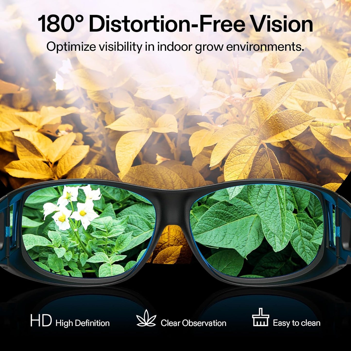 Indoor Hydroponics anti UVA and UVB Grow Room Glasses Goggles with Glasses Case, Blue