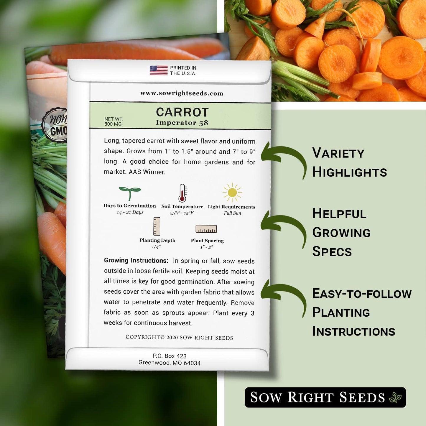 - Imperator 58 Carrot Seed for Planting - Non-Gmo Heirloom Packet with Instructions to Plant a Home Vegetable Garden - Indoors or Outdoors - Long Variety, Super Sweet (1)