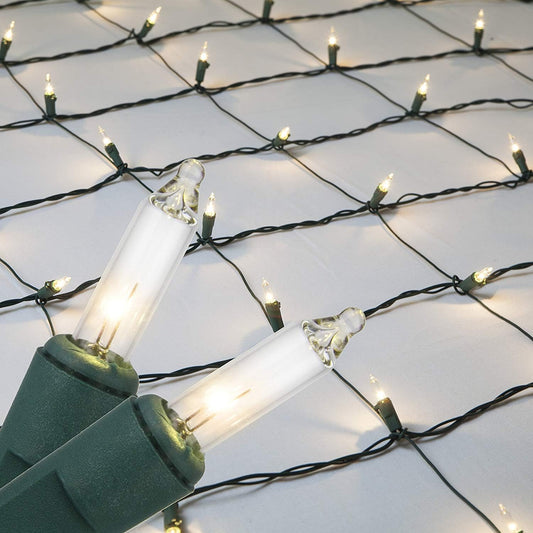 Outdoor Clear Christmas Net Lights, 150 Count Christmas Lights on Green Wire, 4 X 6 Ft Decorative Holiday Lighting for Hedges & Bushes